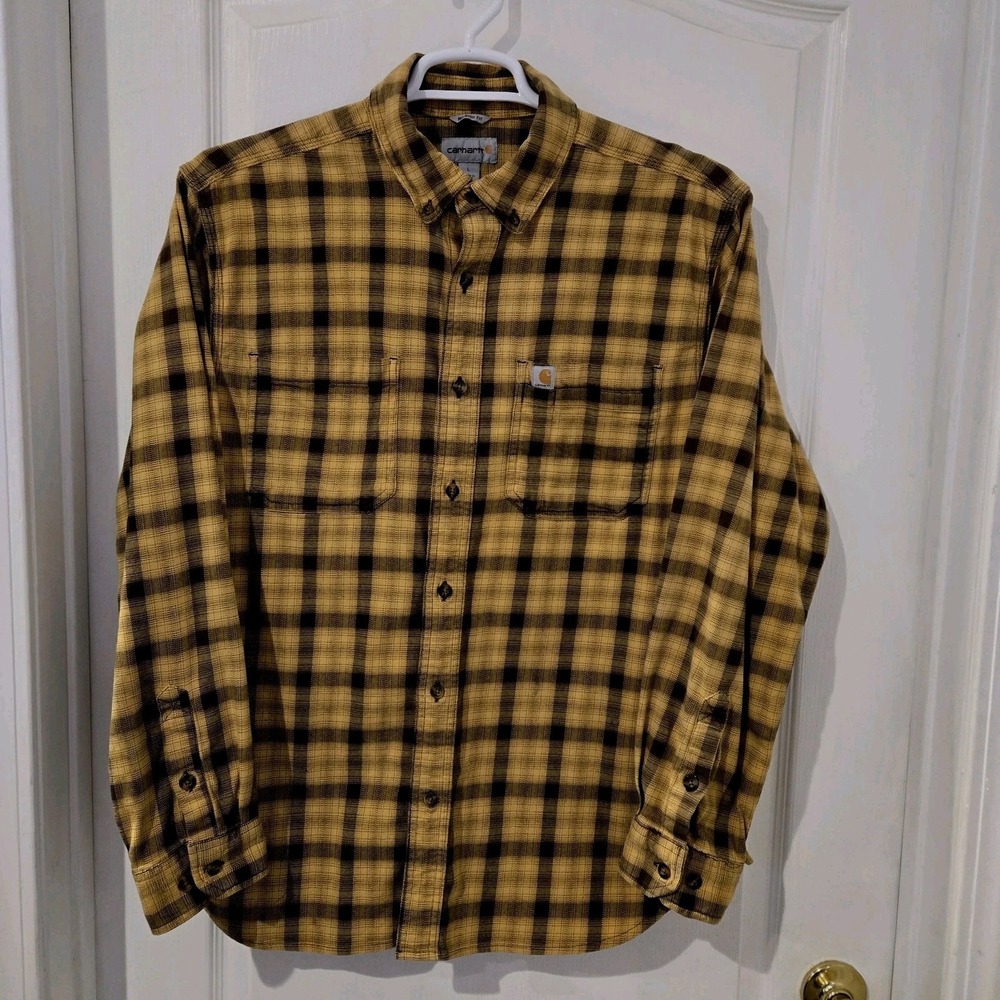 Carhartt Sz Large Tan/brown Long Sleeve Thick Shirt. Chest 46 Length 31